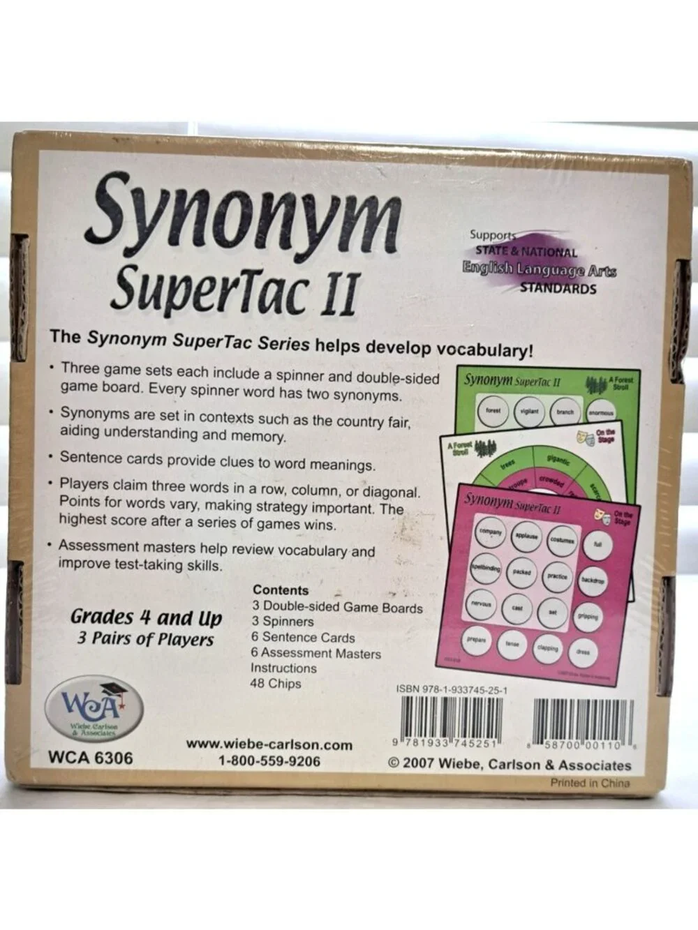 Wiebe, Carlson & Associates Synonym Supertac II Grades 4 And Up